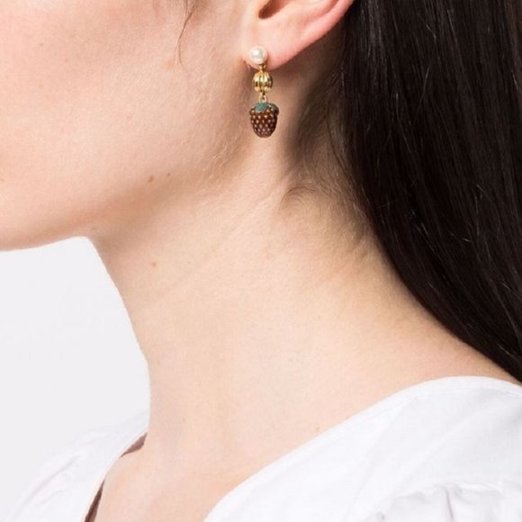 Tory Burch Logo Strawberry-charm Drop Earrings - Picture 9 of 9